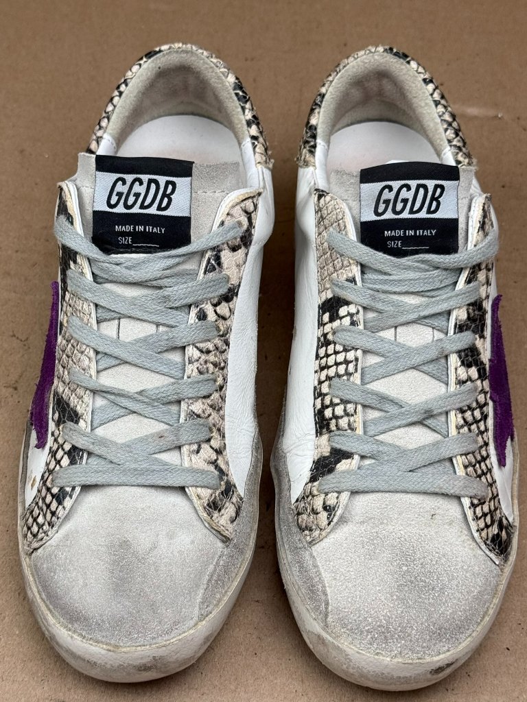 Golden Goose Superstar Sneakers Purple Star Snakeskin Women Eu 37/Us 7 No Damage
